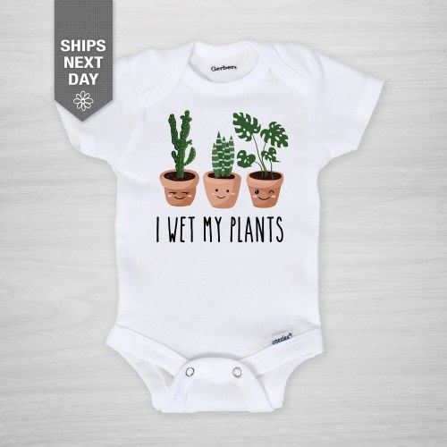 I wet my Plants Baby Onesie®, Infant Bodysuit, Funny Baby Onesie® - Gerber Onesie®, kawaii cute, Monstera, cactus, snake house plants