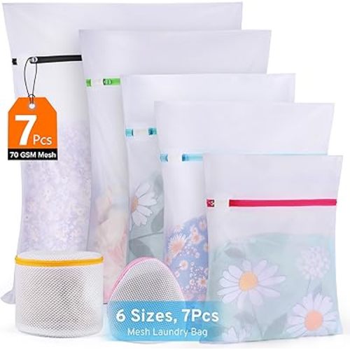 Ultimate 7 Pack 6 Size Mesh Laundry Bags Set for Delicates with AUTO-Lock Zipper, Lingerie Bags for Washing Delicates, Laundry Bags Mesh Wash Bags, Delicates Laundry Bag for Jeans,Blouse,Stocking,Bra