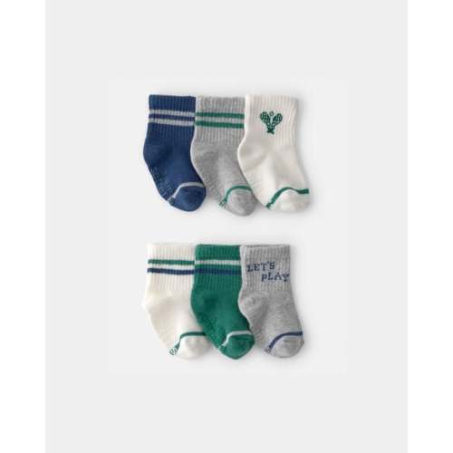 Baby 6-Pack Pickleball Socks - Green/Grey | Carter's