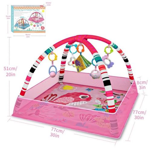 BabyBond 8-in-1 Baby Gym Play Mat, Tummy Time Mat with 5 Sensory Toys, Ball Pit for Stage-Based Motor Skills & Sensory Development