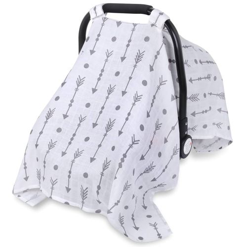 Rquite Fundas de asiento de automóvil para bebés, funda de asiento de automóvil 100% muselina para niños y niñas, toldo ligero para asiento de automóvil, funda suave y transpirable para portabebés,