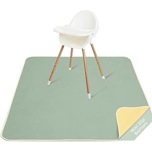 Basumee Splat Mat High Chair Mat Waterproof Baby Play Splat Mat for Under High Chair Food Catcher Highchair Mat for Floor Non Slip Bottom, Green, 46x42 Inches