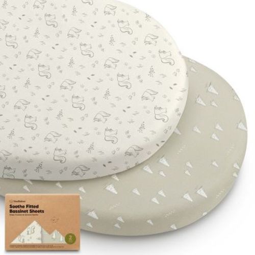 KeaBabies Organic Bassinet Sheet for Baby Girls, Boys, 2-Pack Soothe Bassinet Fitted Sheets, Bedside Bassinet Mattress Sheet (Pine Grove)