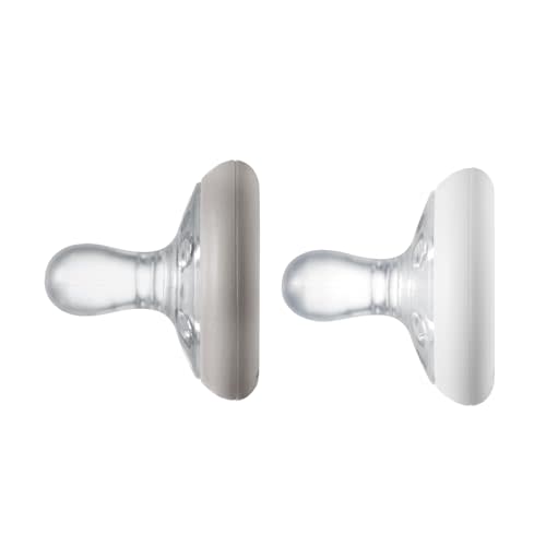 Tommee Tippee Breast-Like Pacifier, Skin-Like Texture, Symmetrical Design, BPA-Free Binkies, 0-6m, 2-Count, Chestnut/Moonbeam
