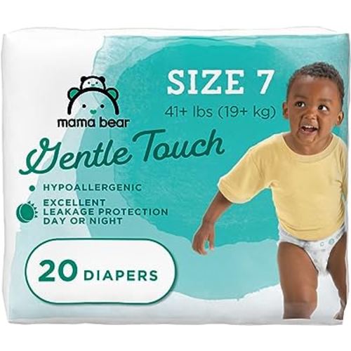 Amazon Brand - Mama Bear Gentle Touch Diapers, Hypoallergenic, Size 7, White, 20 Count