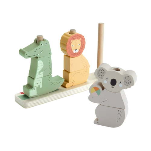 Fisher-Price Wooden Stack & Sort Animals Stacking Toy for Development Play, Baby & Toddler 1Y+, 10 Pcs