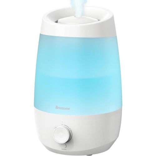 BREEZOME Humidifiers for Bedroom, 2.5L Humidifiers for home, 250ml/h Mist Output, 7 Adjustable LED,25hrs Essential Oil Diffuser, 25dB Ultra-Quiet Operation for Nurseries and Indoor Plants, White