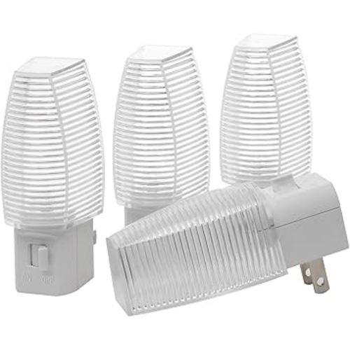 DEWENWILS Plug in LED Night Light with Switch, Manual On Off Nightlight for Bathroom, Hallway, Garage, Bedroom, Warm White, UL Listed, 4 Pack