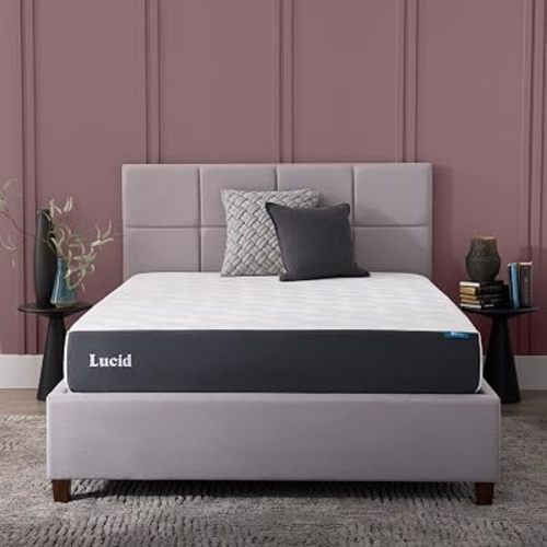 Lucid® 10" Firm Gel Memory Foam Mattress – Bamboo Charcoal & Cooling Gel – Fiberglass Free – Bed in a Box – CertiPUR-US® Certified – Full Size