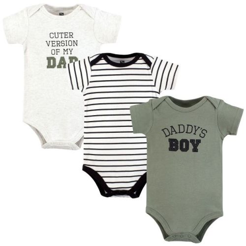 Hudson Baby Infant Boy Cotton Bodysuits, Sage Daddys Boy, 3-6 Months