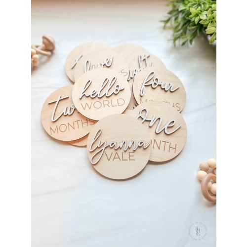 3D Wooden Monthly Milestone Discs for Baby Photos Matching - Etsy