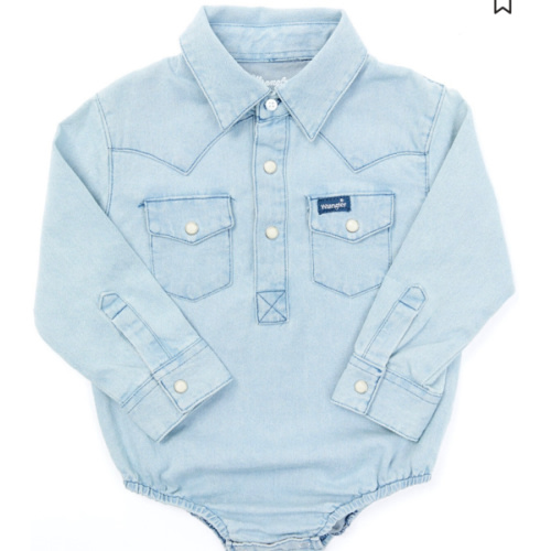 Wrangler Infant Boys' Long Sleeve Collared Onesie