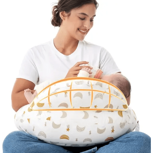 Momcozy Original Nursing Pillow for Breastfeeding-Pioneering Safety Fence- Wider Feeding Pillows for More Support for Mom & Baby- Easier Nursing & Hand Free- Fit for All, Removable Cotton Cover