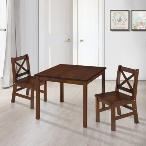 Harriet Bee Myona Kids 3 Piece Solid Wood Play Or Activity Table and Chair Set & Reviews | Wayfair