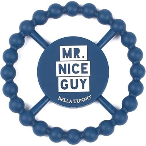 Bella Tunno Happy Teether for Boy - Soft & Easy Grip Teething Ring Perfect for Babies and Teething Toys to Help Soothe Gums, Non-Toxic, BPA Free Silicone Teether, Mr Nice Guy