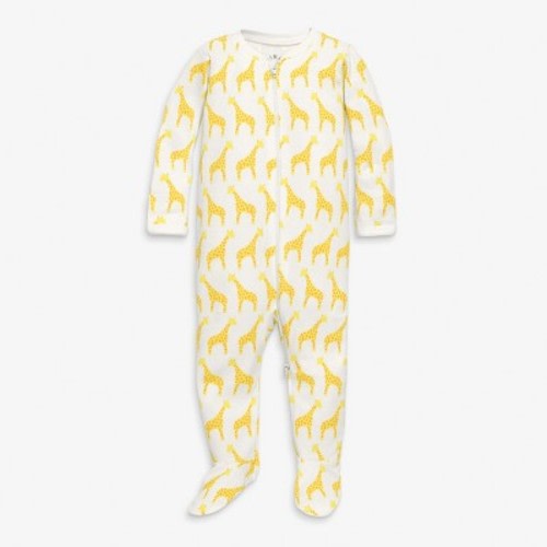 Primary Baby Organic Zip Footie in Banana Giraffes Size 3-6 Months