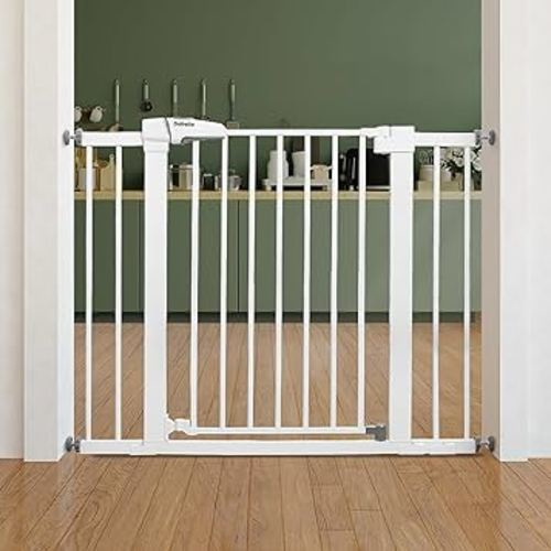 Babelio Baby Gate for Doorways and Stairs, 26''-40'' Auto Close Dog/Puppy Gate, Easy Install, Pressure Mounted, No Drilling, fits for Narrow and Wide Doorways, Safety Gate w/Door for Child and Pets