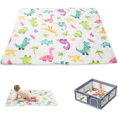 Baby Play Mat - Thickened 50x50 Playpen Mat, Soft, Durable, Machine Washable Baby Mat for Floor. Premium Play Mat for Babies 6-12 Months for Safe Crawling and Tummy Time