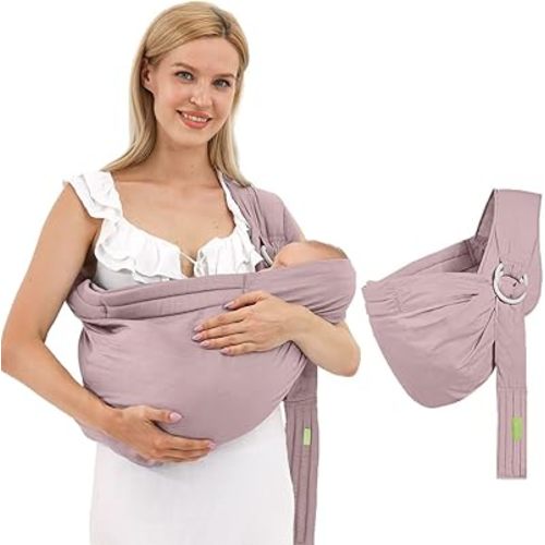 Baby Carrier-Baby Wraps Carrier-Baby Sling,Soft Adjustable Ring Slings for Newborns Infants, Breathable Multi-Functional Sling for Mom&Dad Support Babies Under 36lbs-Pink