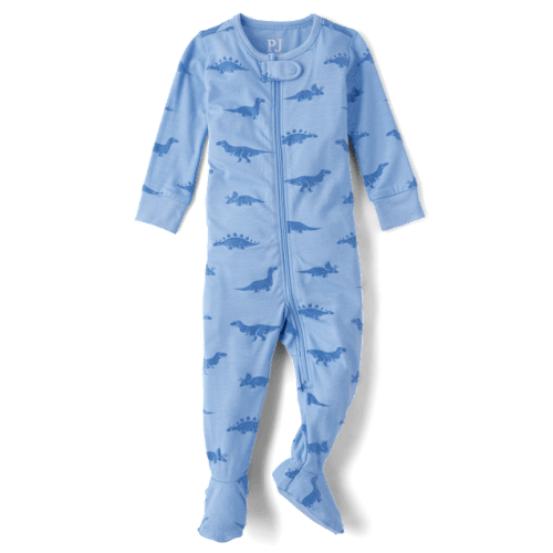 Baby And Toddler Boys Dino Footed One Piece Pajamas - Super Soft - Blue
