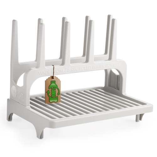 PopYum Seattle Gray Space Saving Drying Rack from 100% Recycled Bottles, countertop for Baby Bottle, Plastic Bags, Cups, Glass, tumblers, Compact