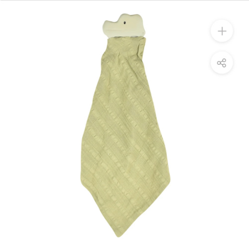 Crocodile Comforter-Olive Green Muslin with Organic Natural Rubber Teether