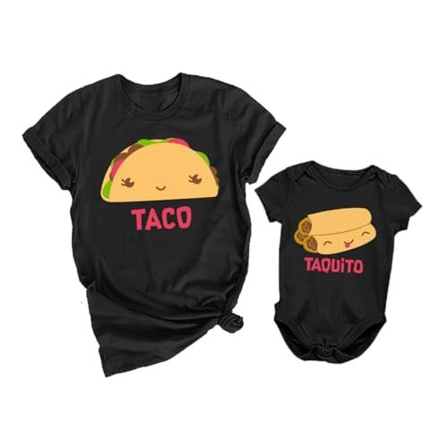 Tstars Taco and Taquito Mommy and Me Outfits Funny Mom and Baby Gift Idea for First Mother's Day or Baby Shower