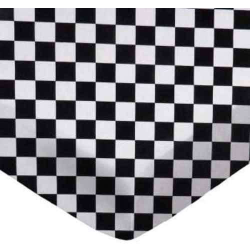 SheetWorld 100% Cotton Percale Fitted Crib Toddler Sheet 28 x 52, Black White Checkerboard, Made in USA