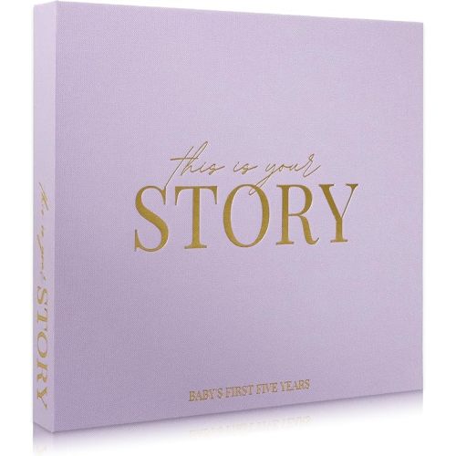 Baby Memory Book & Baby Keepsake Book to Record Baby's Milestones and Photos for Newborn Girl or Newborn Boy, Gender Neutral, Scrapbook Album, First 5 Year Journal Includes Stickers & Keepsake Box