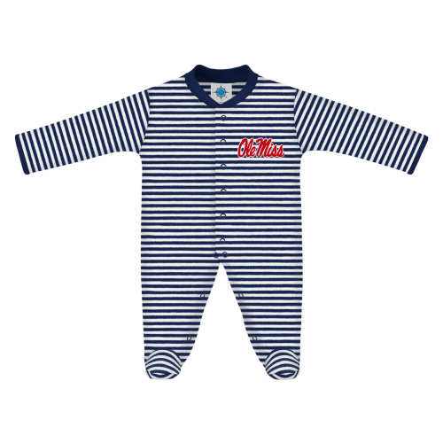 Ole Miss Rebels Striped Footed Romper | College Baby