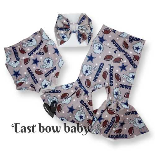 Dallas Cowboys set, Cowboys bellbottom, Cowboys bummie, Cowboys bow,Dallas Cowboys Baby clothes,Cowboys toddler clothing, Cowboys gear