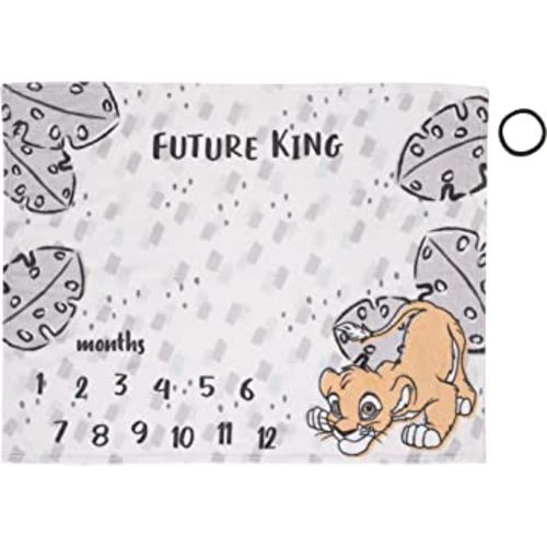 Disney Lion King Simba, Grey, White & Tan Super Soft Milestone Baby Blanket, Grey, White, Charcoal, Tan