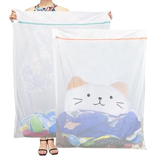 Tenn Well Extra Large Mesh Laundry Bags, 2 Pack 43 x 35 inch Jumbo Delicates Bag for Washing Machine, Large Mesh Bags for Delicates, Coats, Blankets, Bedding, Toys, Pet Items