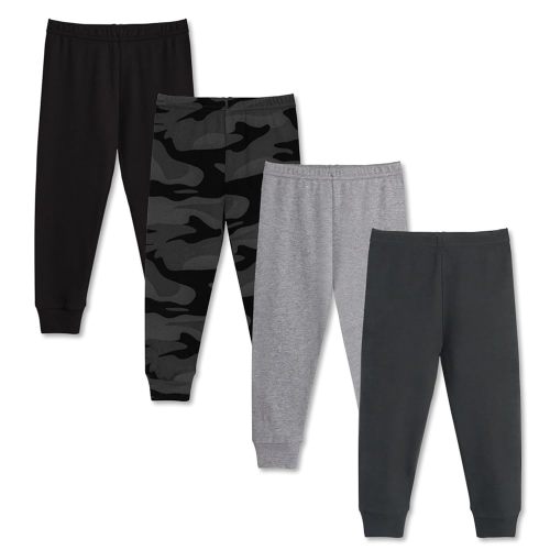 GLASH Kids Baby and Toddler Boys Cotton Pants, 4 Pack 2T-6Y Joggers Sweatpants for Boys