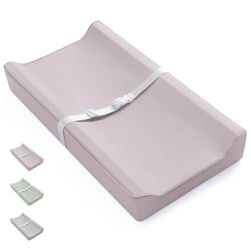 Blissful Diary Vegan Leather Baby Changing Pad with Waterproof & Wipe-Clean PU Cover, Standard Size Cozy Baby Changing Table Pads for Dressers/Tables, Taupe