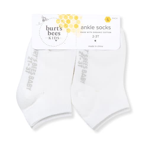 Burt's Bees Baby Unisex Baby Socks Ankle or Crew Height Made with Soft Organic Cotton, 6 Packs with Non-Slip Grips for Babies