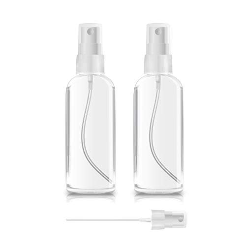 2 Pack Small Spray Bottles 2oz Clear Plastic Empty Refillable Mini Spritzer | Water Essential Oils Perfume Atomizer Spray Bottle, Fine Mist Travel Size Spray Bottles for Face Cleaning Gardening Skin Care