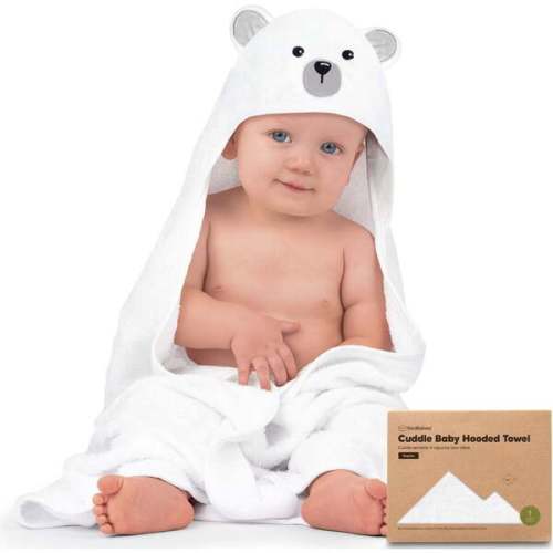 Cuddle Organic Baby Hooded Towel, Polar - KeaBabies Towels & Robes | Maisonette