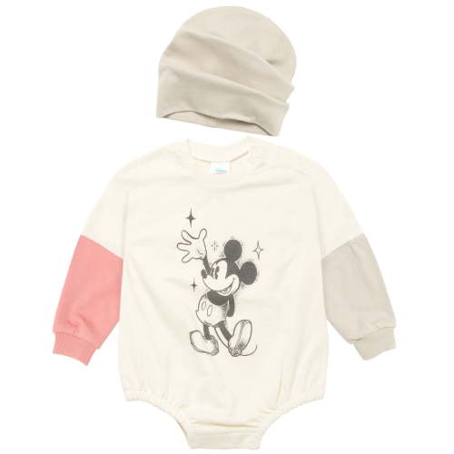 Disney Minnie Mouse Mickey Mouse Winnie the Pooh Baby Girls French Terry Bodysuit and Hat Newborn to Infant