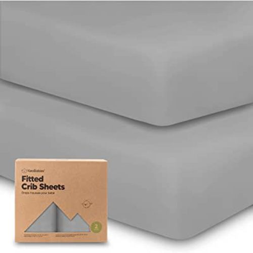 2-Pack Organic Crib Sheets for Boys, Girls - Jersey Fitted Crib Sheet, Baby Crib Sheets Neutral, Crib Mattress Sheet, Cotton Crib Sheets, Soft Baby Sheets for Crib, Unisex Crib Fitted Sheet (Storm)