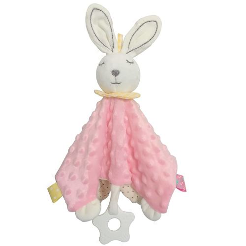 Baby Stuffed Animal Security Blanket with Colorful Textured Tags Soothing Sensory Teether Toy Super Soft Plush Infant Taggy Blanket Minky Dot Lovey Puppy Security Blanket for Nowborn