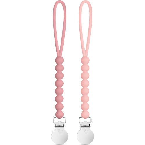 Ryan & Rose Cutie Clip 2 Pack - Pacifier Clip Holder Silicone (Judy-Rose/Judy-Tulle)