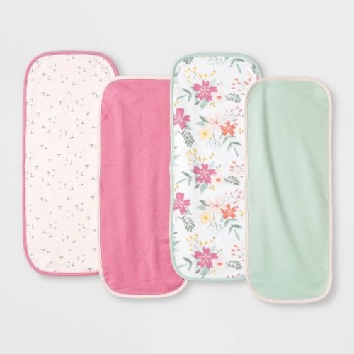 Baby Girls' 4pk Meadow Burp Cloth - Cloud Island™ White