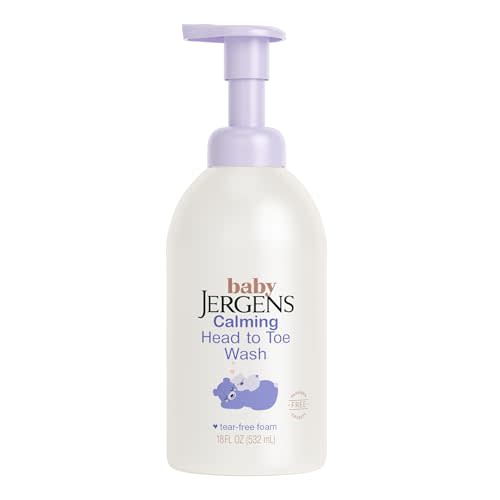 Jergens Baby Calming Head to Toe Foaming Wash, Baby Shampoo and Body Wash, Baby Shampoo Tear Free, Kids Foaming Body Wash, 18 Fl Oz