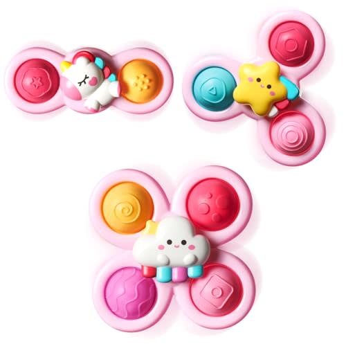 ALASOU 3PCS Pop Suction Cup Spinner Toys for 1 Year Old Boy Girl|Novelty Spinning Tops Toddler Toys Age 1-2|Sensory Baby Toys for Toddlers 1-3|12 18 Months Boy Birthday Gift for Infant