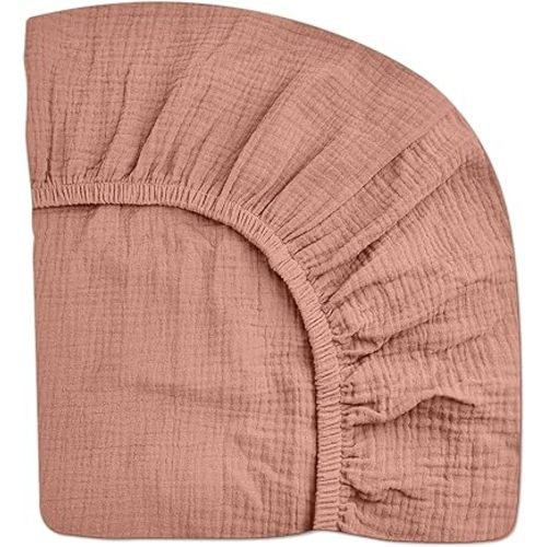 Crib Sheets for Boys Girl, Fitted Baby Toddler Bed Sheets 28" x 52", Neutral Muslin Cotton Crib Mattress Bedding Soft and Breathable Comfort(Dusty Rose)