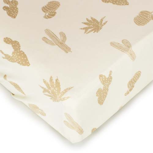 Organic Fitted Crib Sheet in Buttercream Cactus
