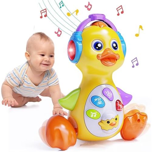 Dancing Duck Baby Toys 6-12 Months Developmental, Musical Crawling Infant Tummy Time 3 4 5 6 7 8 9 10 11 12 18 Month Boy Girl Moving Light Up Toddler Learning Activity Christmas Birthday Gift