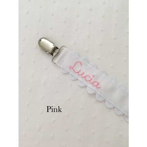 Monogrammed Pacifier Clip Holder Embroidered Name