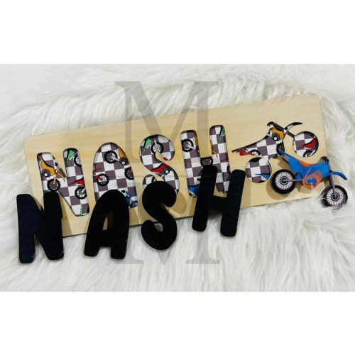 Motocross Name Puzzle | Custom Name Puzzle| Dirt Bike Puzzle | Wooden Name Puzzle